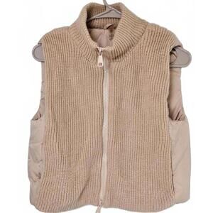 Mono B Women's‎ Short Beige Knit and Puffer Vest Size Small